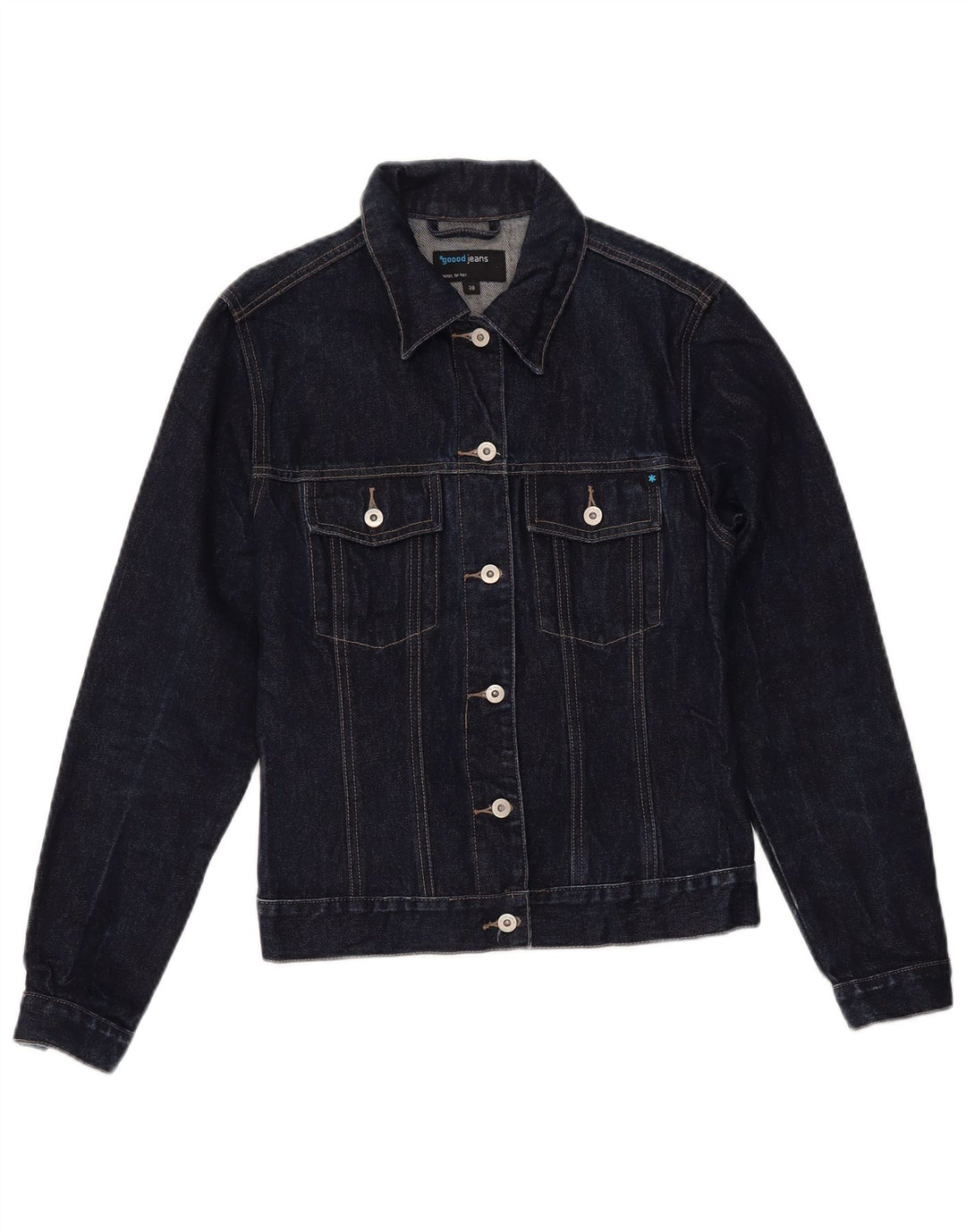 VINTAGE Dame denimjakke EU 38 Medium Navyblå Bomuld