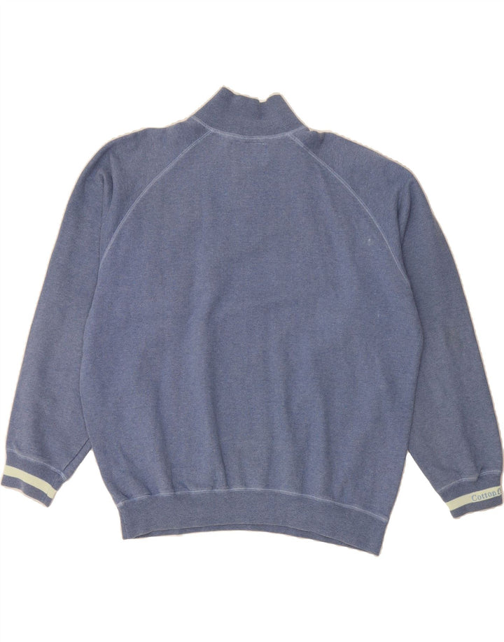 COTTONFIELD Mens Zip Neck Sweatshirt Jumper XL Blue Cotton Vintage Cottonfield and Second-Hand Cottonfield from Messina Hembry 