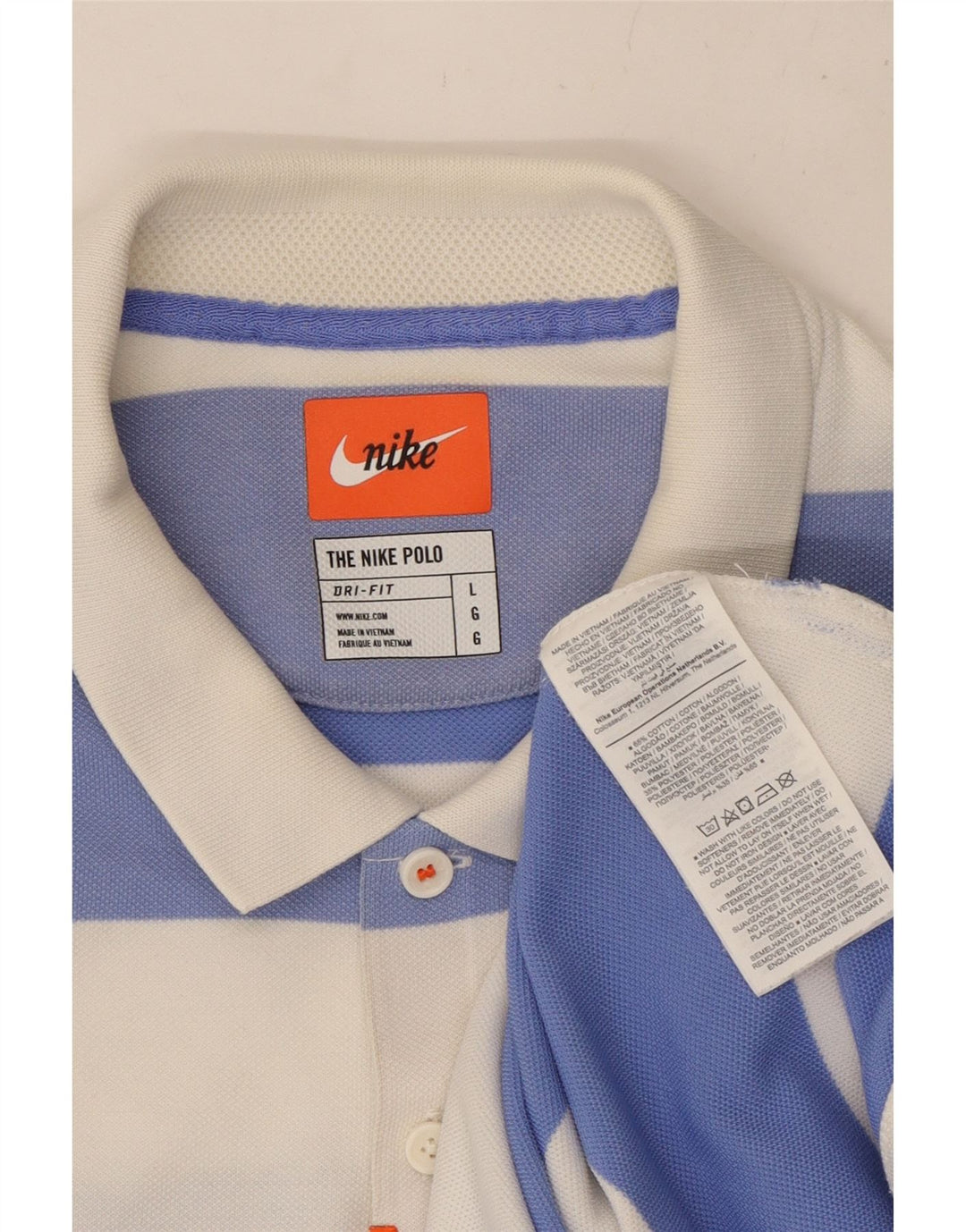 NIKE Herre Dri Fit Rugby Polo Shirt Stor hvid stribet bomuld