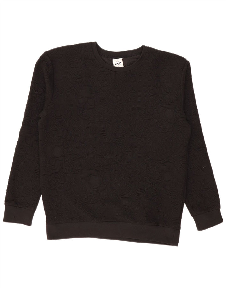 Zara Herre Sweatshirt Jumper Large Sort Floral Polyester