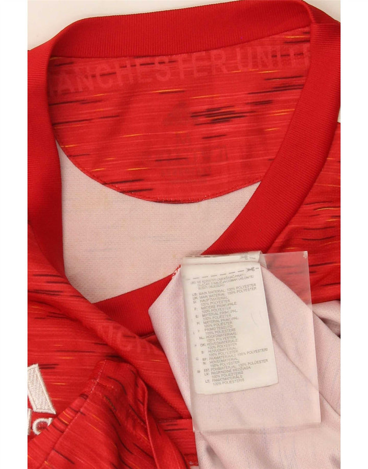 Adidas Herre Manchester United T-Shirt Top Medium Rød Flecked Polyester