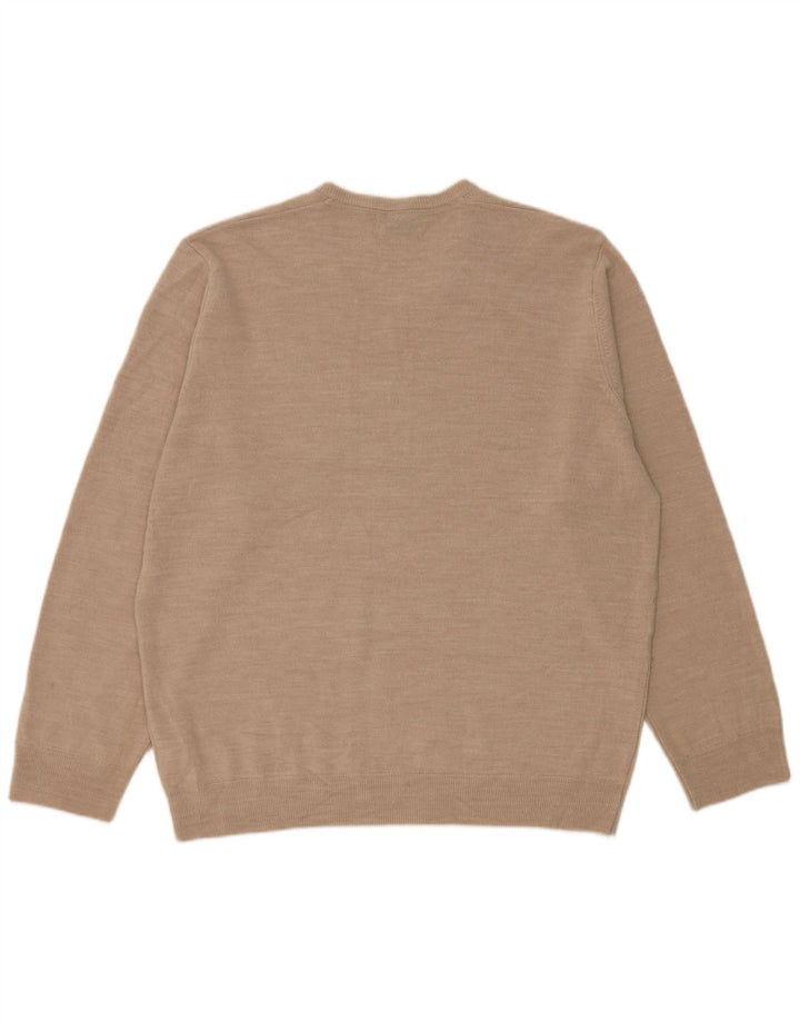 Marks & Spencer Herre Regular Fit V-hals sweater 2XL Beige Akryl
