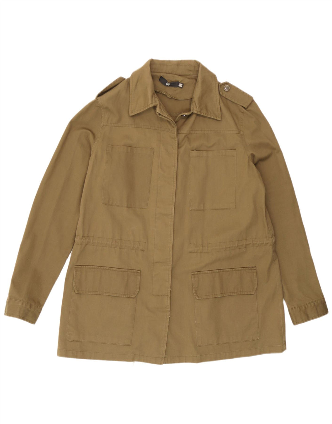 Missguided Military Jacket til kvinder UK 14 Stor Khaki Bomuld