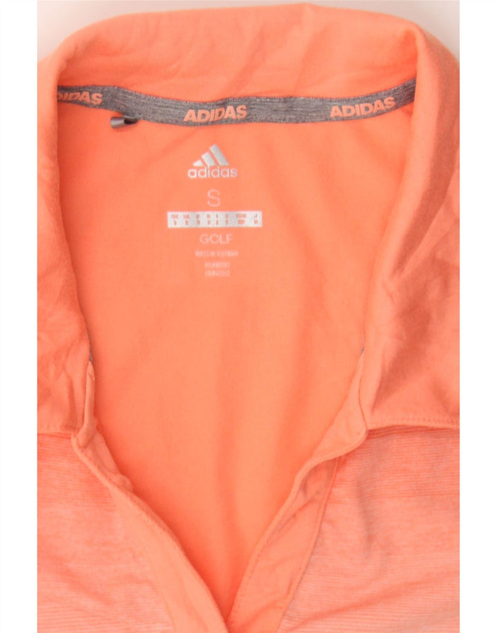 ADIDAS Womens Polo shirt UK 10 Small Orange Striped Polyester Vintage Adidas and Second-Hand Adidas from Messina Hembry 