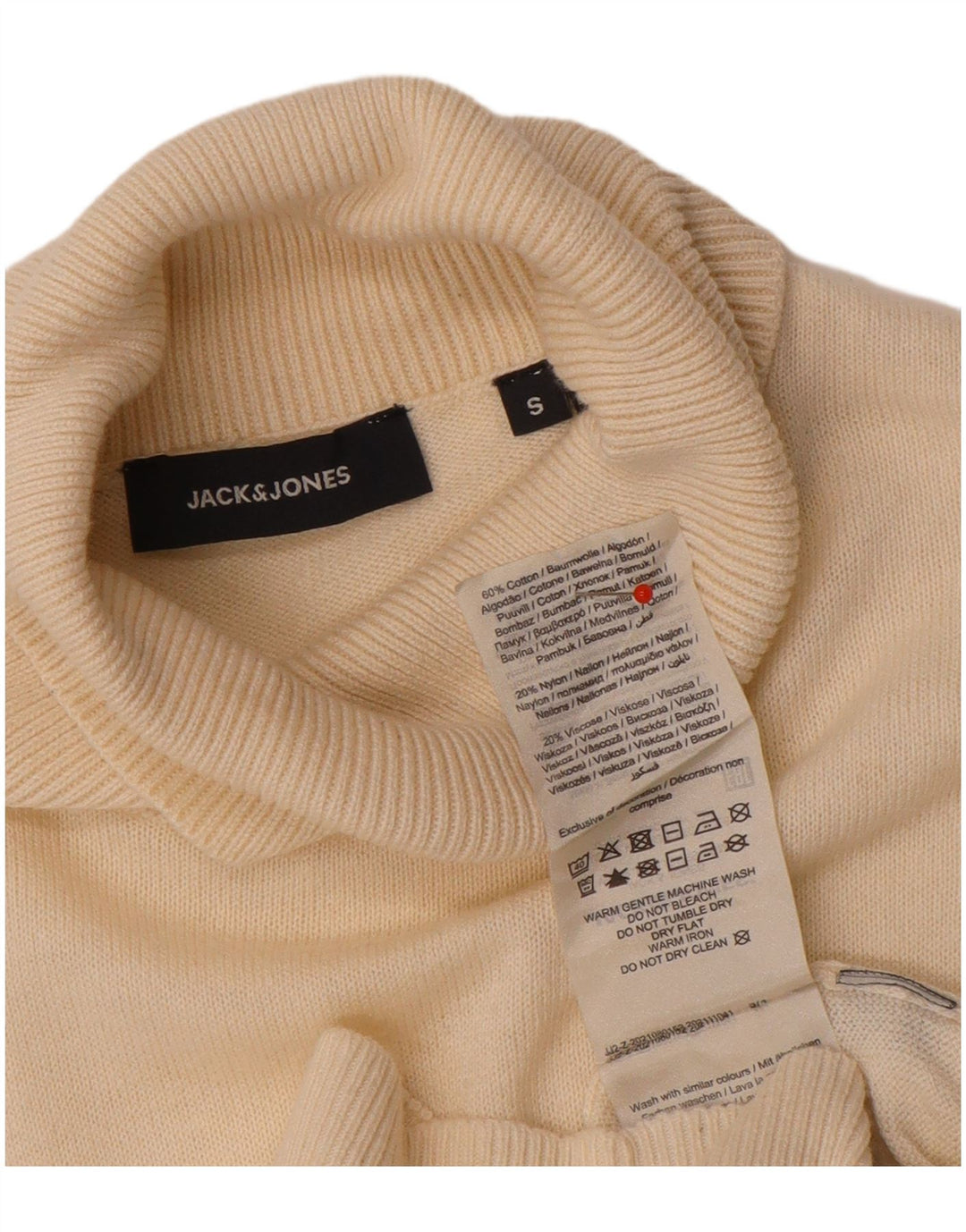 Jack & Jones Herre rullehals sweater lille off white bomuld