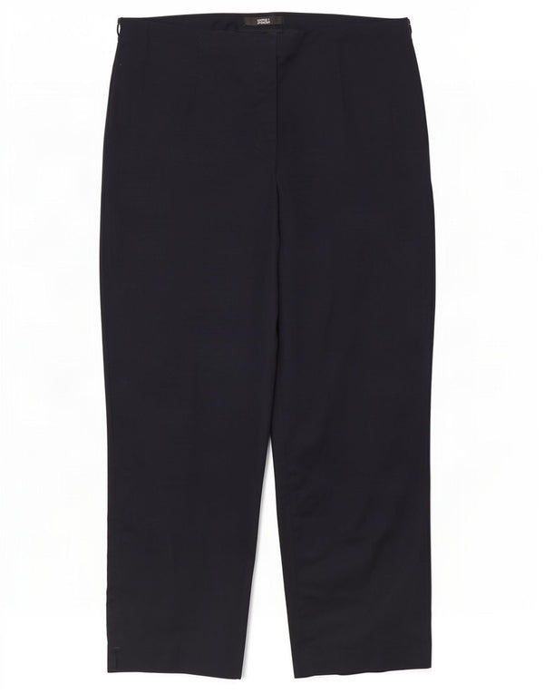Marks & Spencer Womens Cropped Trousers UK 12 Medium W32 L24 Navy Blue