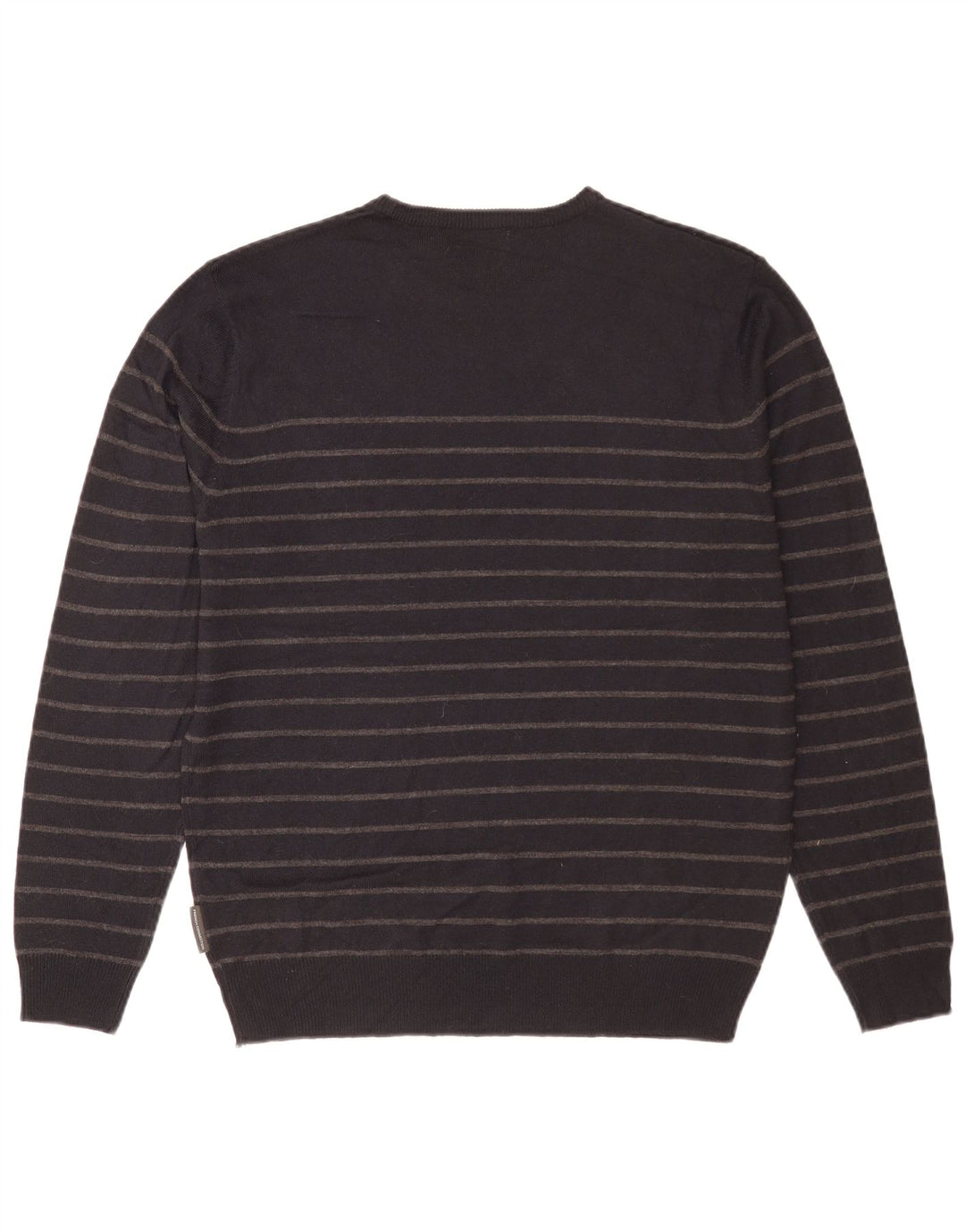 French Connection Herre Crew Neck Jumper Sweater Stor sort stribet akryl