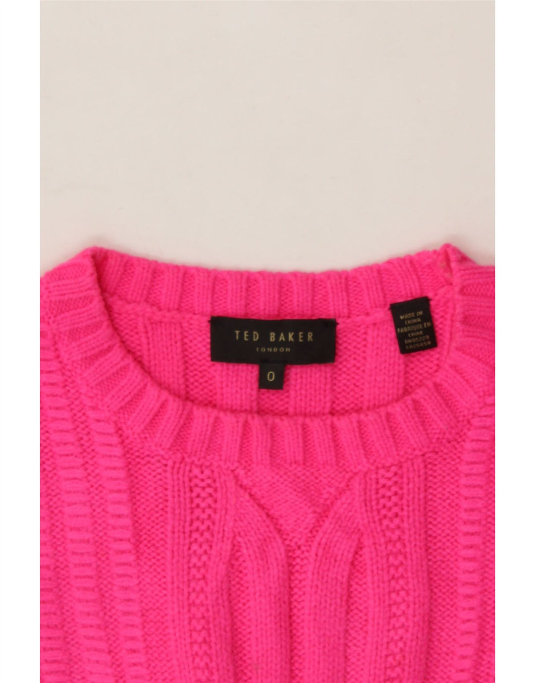 TED BAKER Womens Crew Neck Jumper Sweater Size 0 XS Pink Acrylic Vintage Ted Baker and Second-Hand Ted Baker from Messina Hembry 