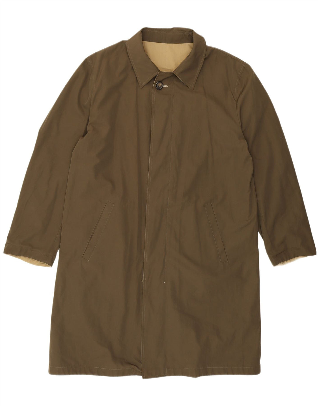 Ermenegildo Zegna Herre Blød Vendbar Overfrakke IT 54 2XL Khaki Polyester