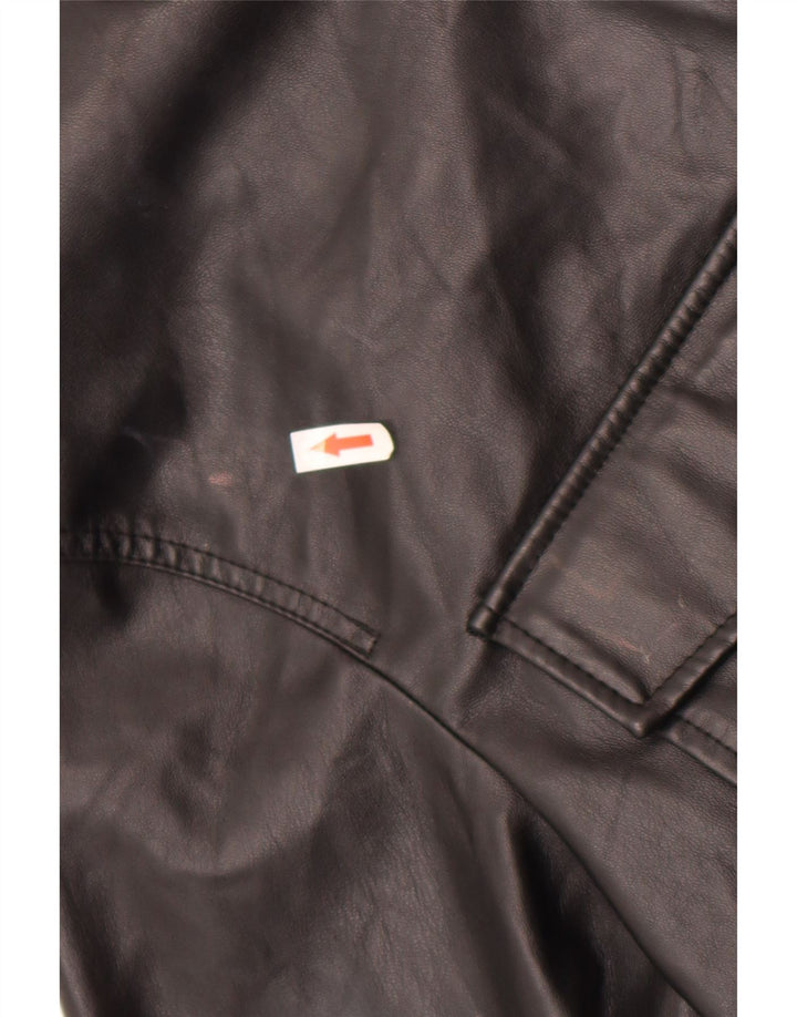 Zara Dame imiteret læder skjorte UK 14 Medium Sort Polyester