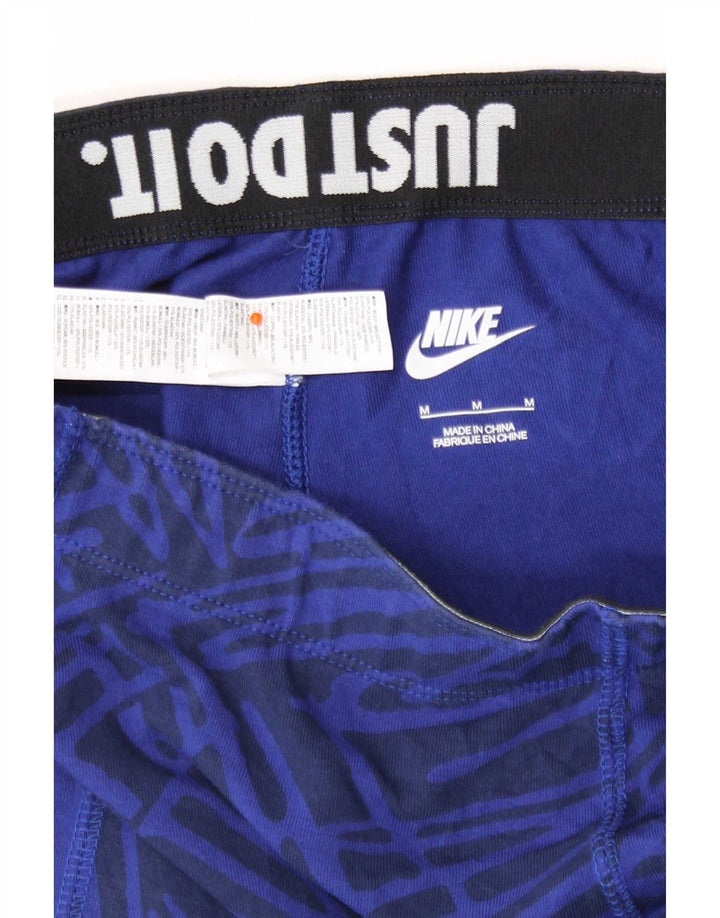 Nike Dame Leggings UK 12 Medium Blue Geometrisk Bomuld