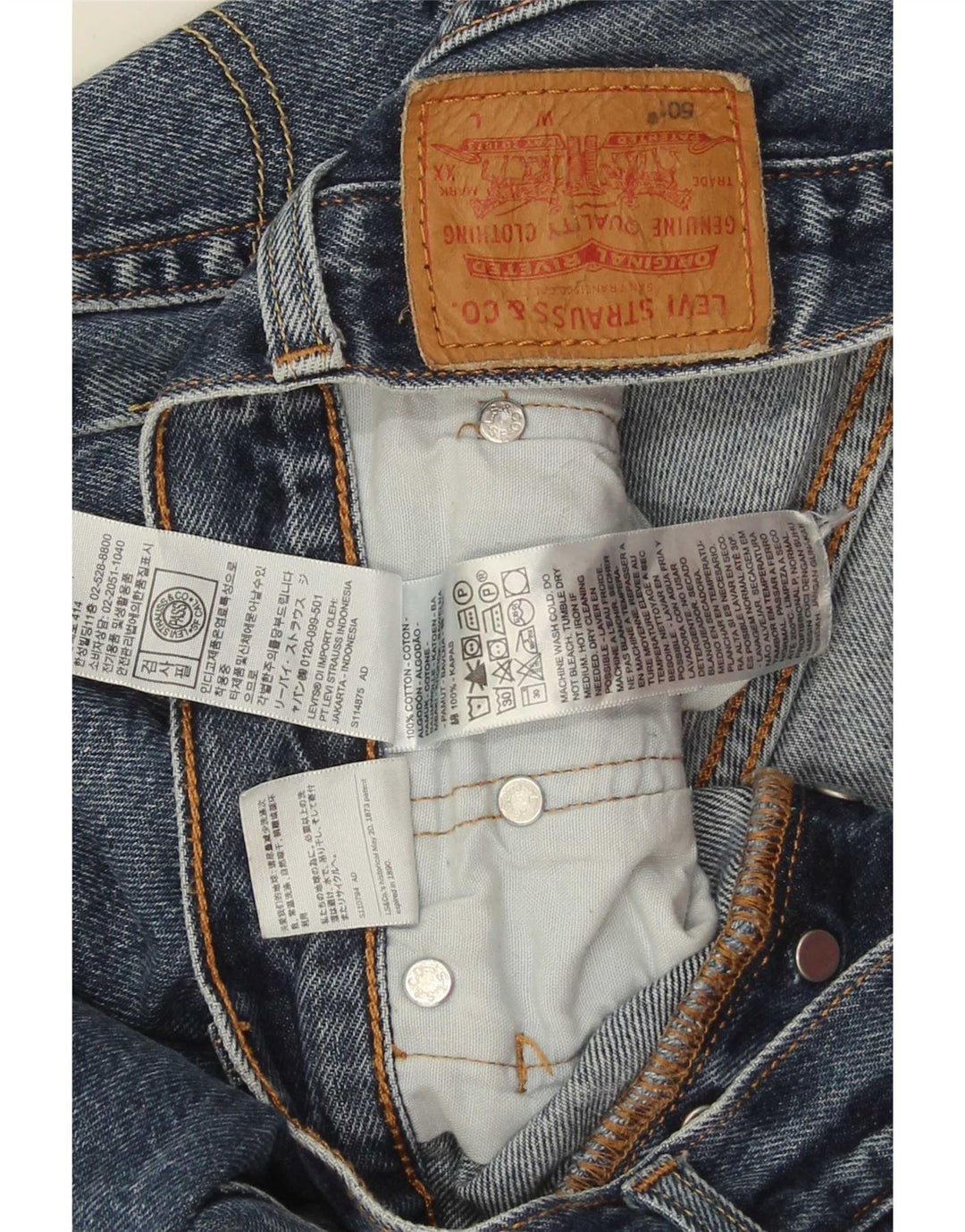 Levi's Herre 501 Cropped Straight Jeans W27 L26 Blå Bomuld