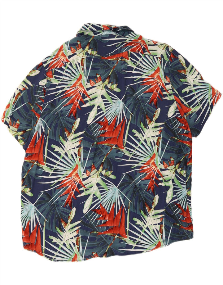 CALLIOPE Mens Short Sleeve Shirt XL Blue Floral Viscose