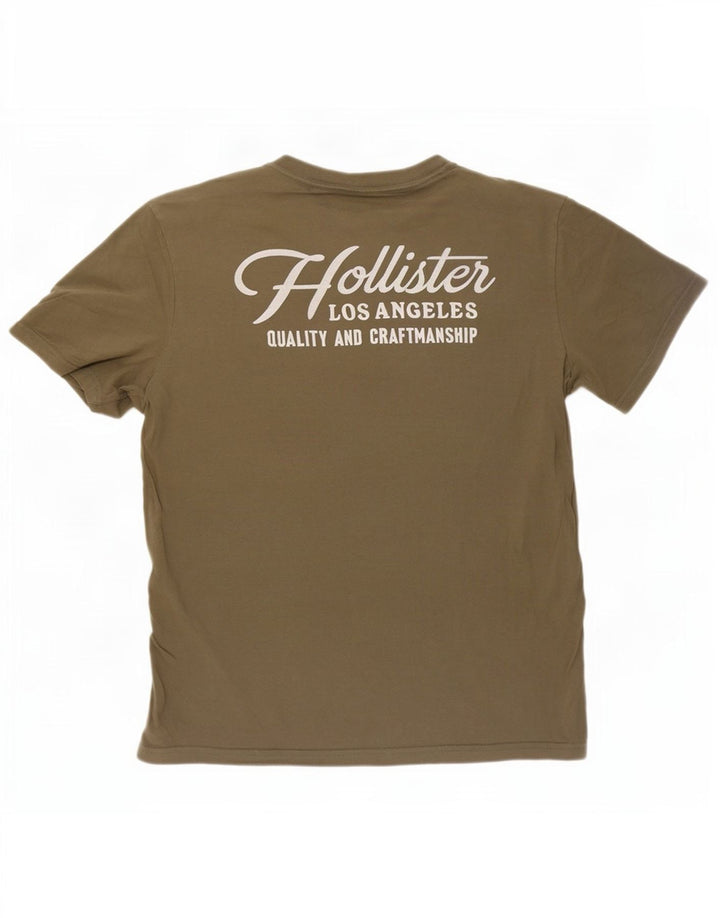 Hollister Herre grafisk T-shirt Top Medium Khaki Bomuld