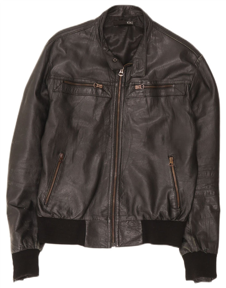 Kikc Herre Læderjakke UK 38 Medium Sort