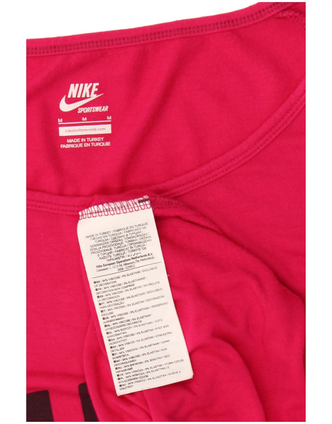Nike Dame Grafisk Top Langærmet UK 14 Medium Pink Viscose