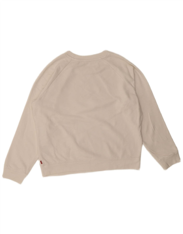 Levi's Dame grafisk oversize sweatshirt trøje UK 6 XS hvid bomuld