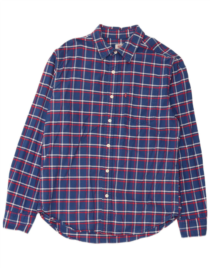 Levi's Herre Standard Fit skjorte Medium Blue Ternet Bomuld