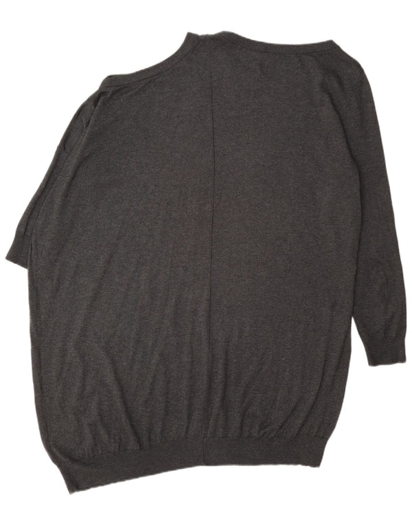 All Saints Dame Longline Boat Neck Jumper Sweater UK 10 Small Grey
