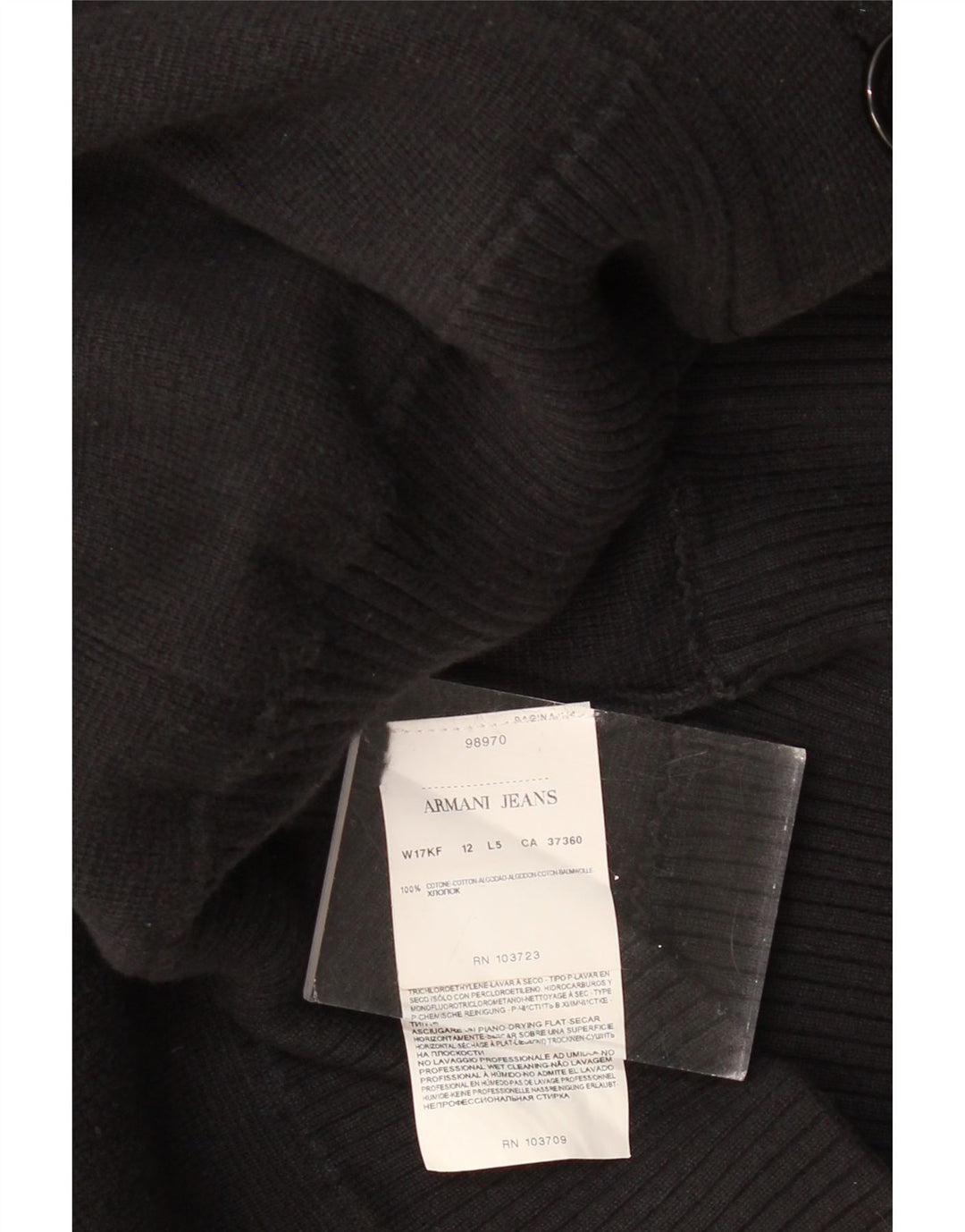 ARMANI JEANS Dame Cardigan Sweater UK 12 Medium Sort Bomuld