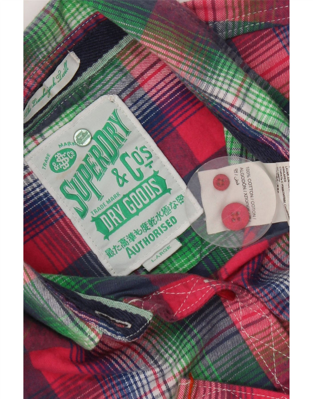 Superdry Dameskjorte UK 14 Large Pink Ternet Bomuld