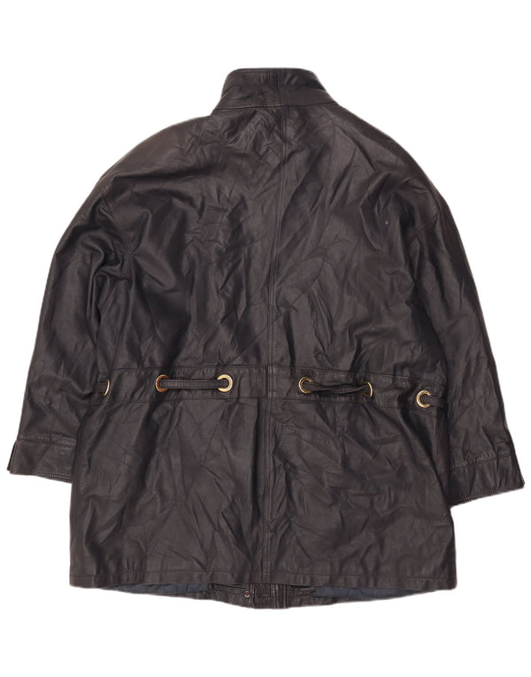 PER ME Dame Læderjakke UK 22 2XL Sort Læder