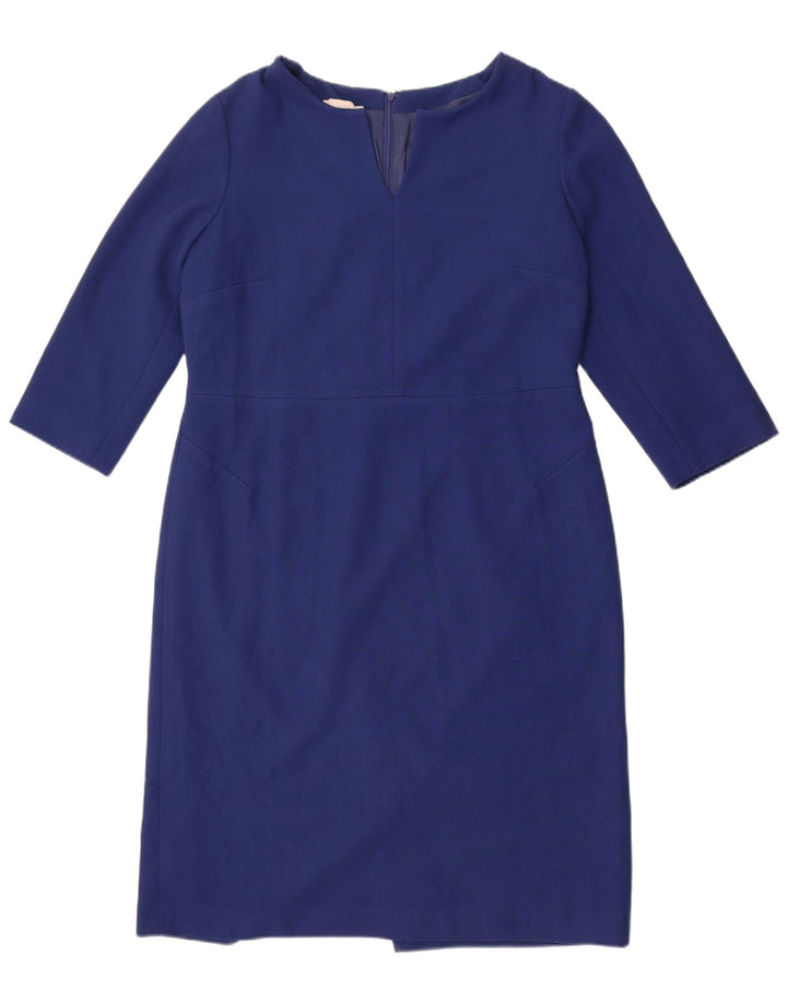 Hobbs Dame 3/4-ærmet Skede Kjole UK 16 Stor Blå Polyester
