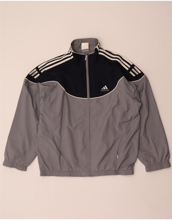 Adidas Mens Tracksuit Top Jacket UK 38/40 Medium Grey Colourblock Polyester