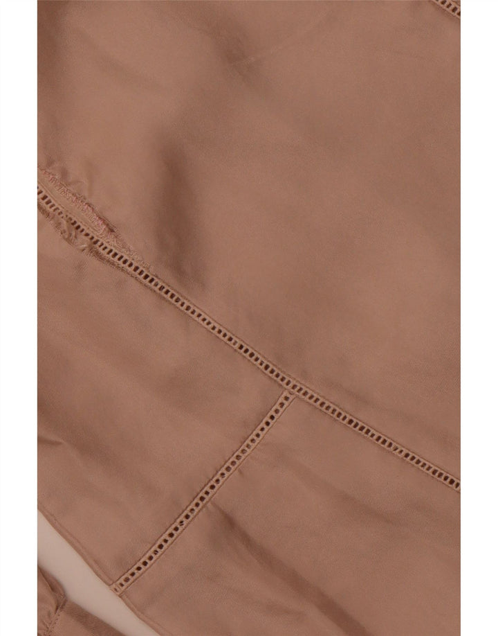 JIGSAW Dame 3/4 ærmet bluse Top UK 10 Small Beige Silke