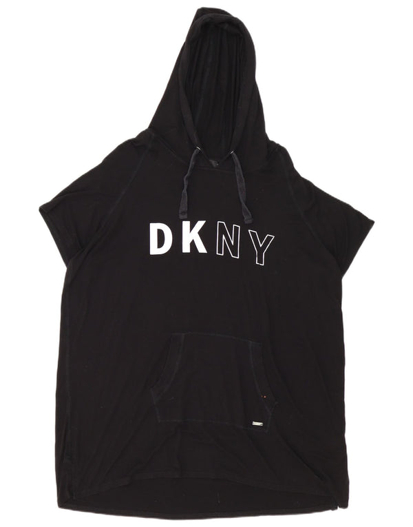 Dkny Kvinder Oversized Grafisk Kortærmet Hættetrøjekjole UK 18 XL Sort