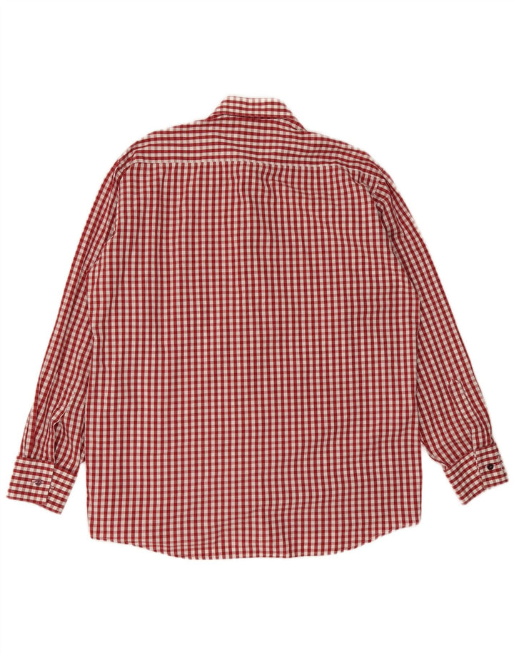 Pierre Cardin Mens Shirt Size 41 16 Large Red Gingham Cotton