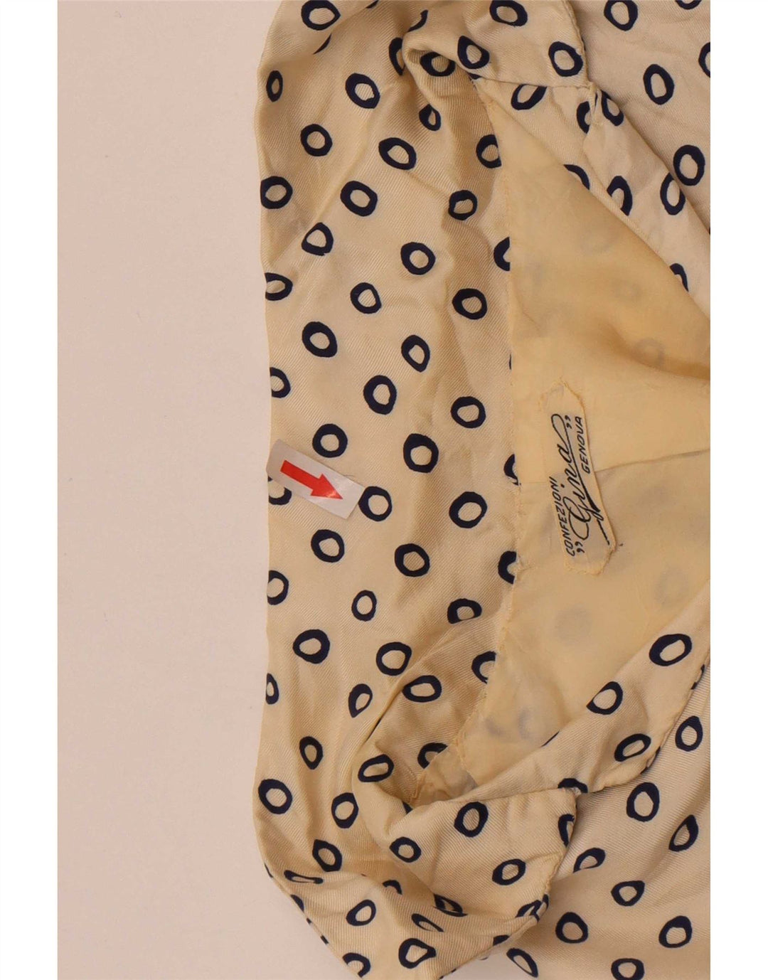 Vintage Dame Crop 3/4 ærmet bluse Top UK 12 Medium Beige Plettet