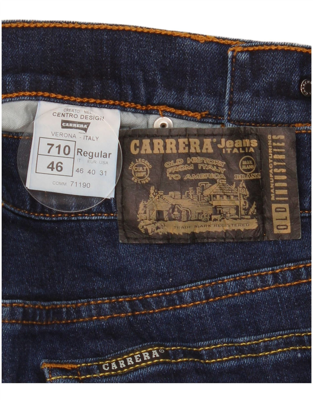 Carrera Herre 710 Regular Slim Jeans IT 46 Small W31 L33 Marineblå Bomuld
