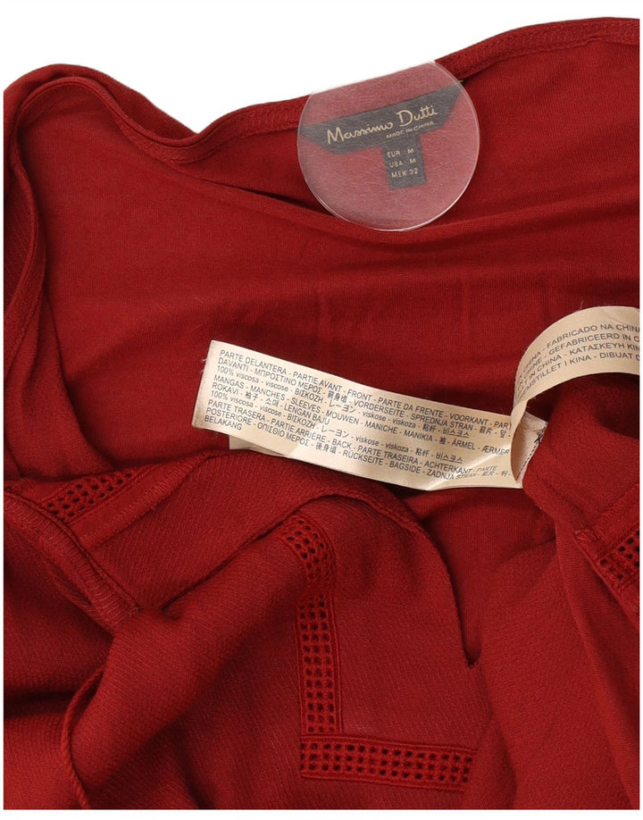 Massimo Dutti Dame 3/4-ærmet tunikatop UK 14 Medium Burgundy Viscose