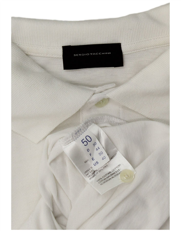 Sergio Tacchini Herre poloshirt IT 50 Medium Hvid Bomuld