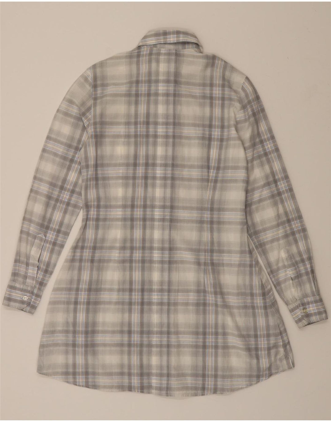 NORTH SAILS Womens Pullover Shirt Dress UK 10 Small Grey Plaid Cotton Vintage North Sails and Second-Hand North Sails from Messina Hembry 