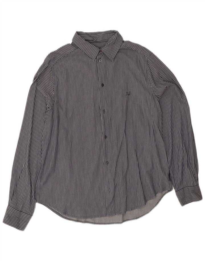 Armani Jeans herreskjorte 3XL marineblå nålestribet bomuld