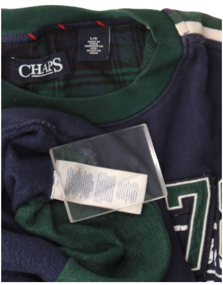 Chaps Herre Grafisk Sweatshirt Jumper Stor Marineblå Colourblock Bomuld