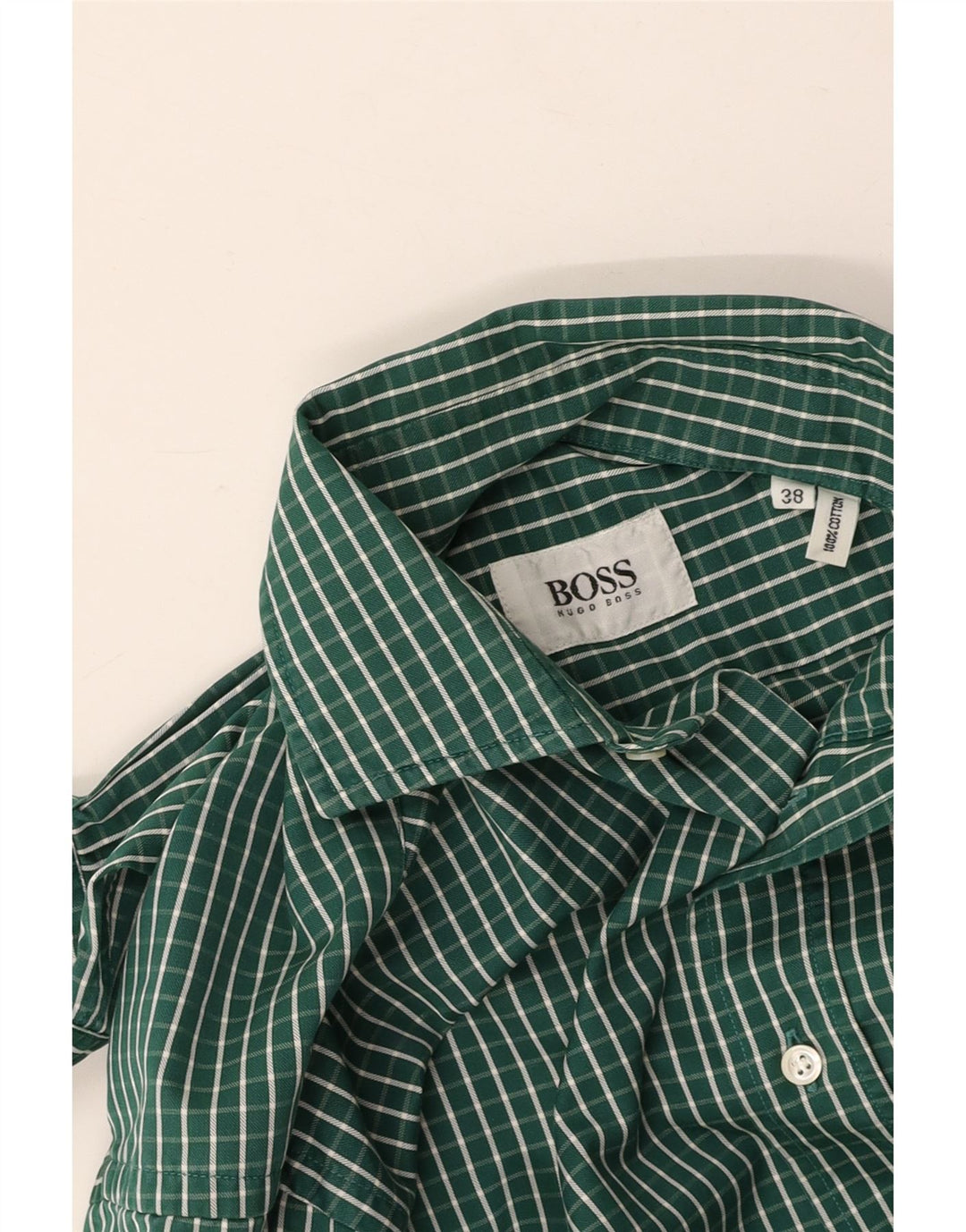 HUGO BOSS Herreskjorte str. 38 Medium Green Gingham Cotton