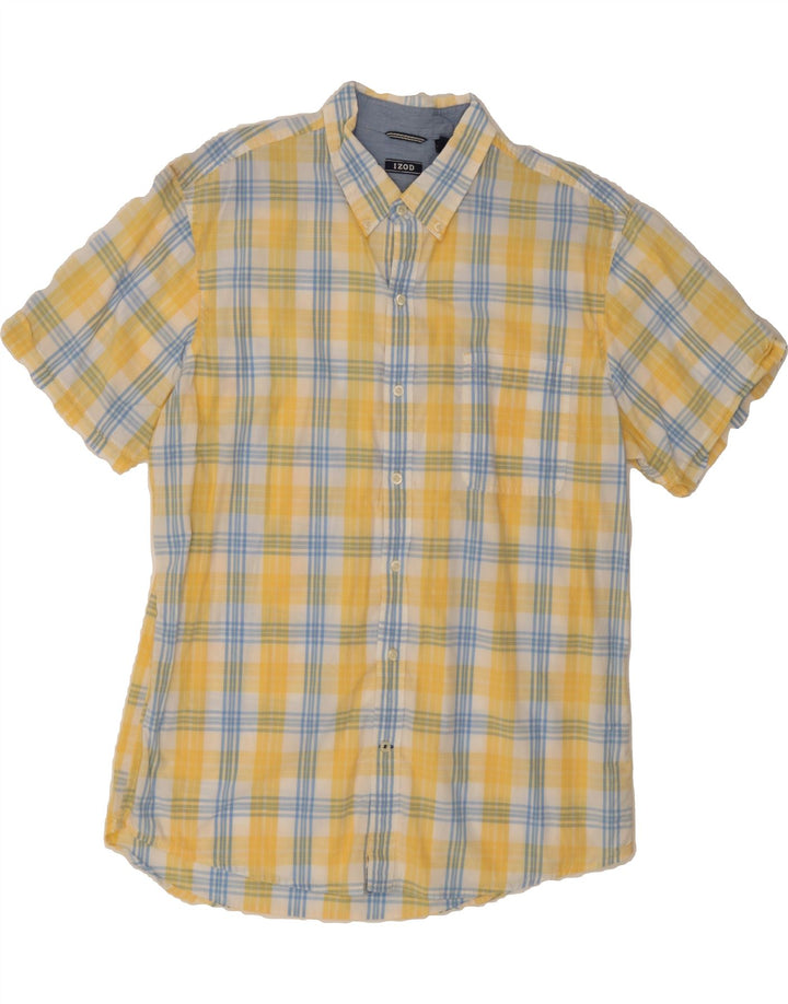 IZOD Mens Short Sleeve Shirt XL Yellow Check Cotton Vintage Izod and Second-Hand Izod from Messina Hembry 