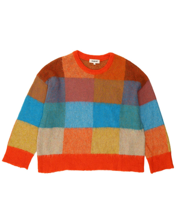 Desigual Dame Crew Neck Jumper Sweater UK 16 Stor flerfarvet akryl