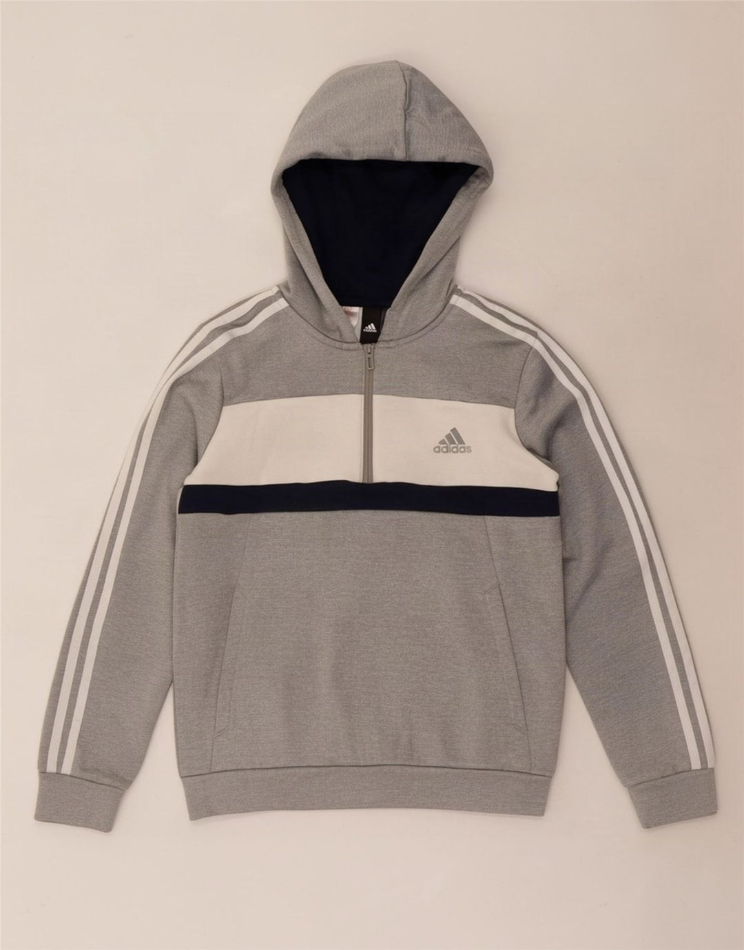 Adidas Boys Hoodie Jumper 11-12 år Grå Colourblock Polyester