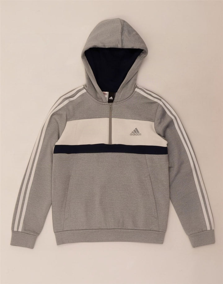 Adidas Boys Hoodie Jumper 11-12 år Grå Colourblock Polyester
