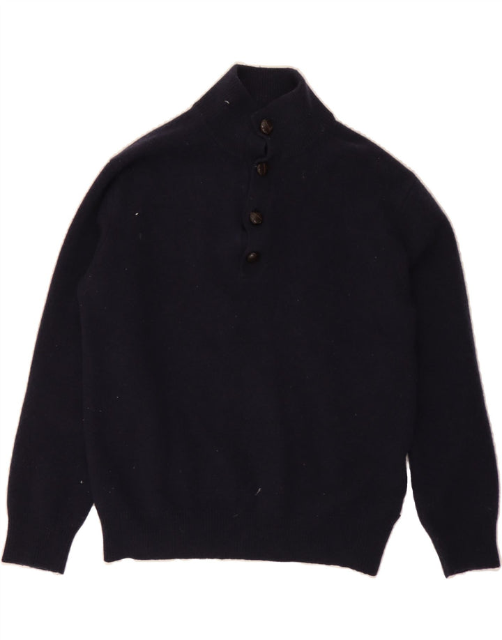 GANT Womens Button Neck Jumper Sweater UK 16 Large Navy Blue Lambswool Vintage Gant and Second-Hand Gant from Messina Hembry 