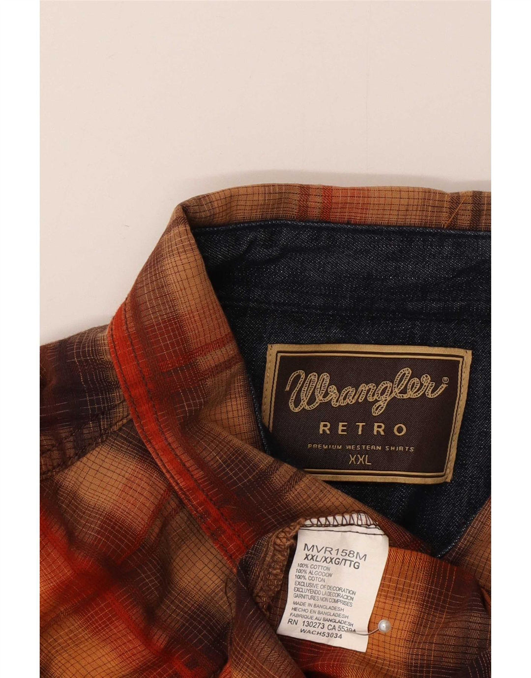 Wrangler Retro skjorte til mænd 2XL brun ternet bomuld