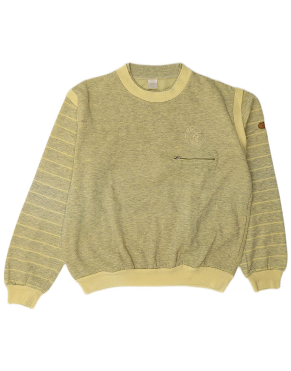 Vintage herre sweatshirt jumper stor gul stribet