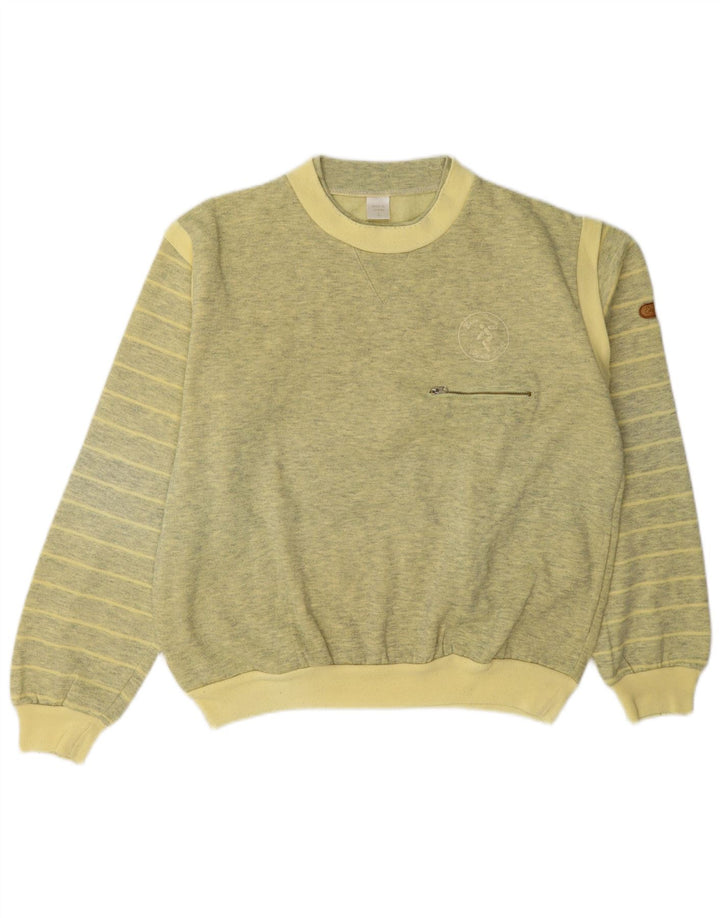 Vintage herre sweatshirt jumper stor gul stribet