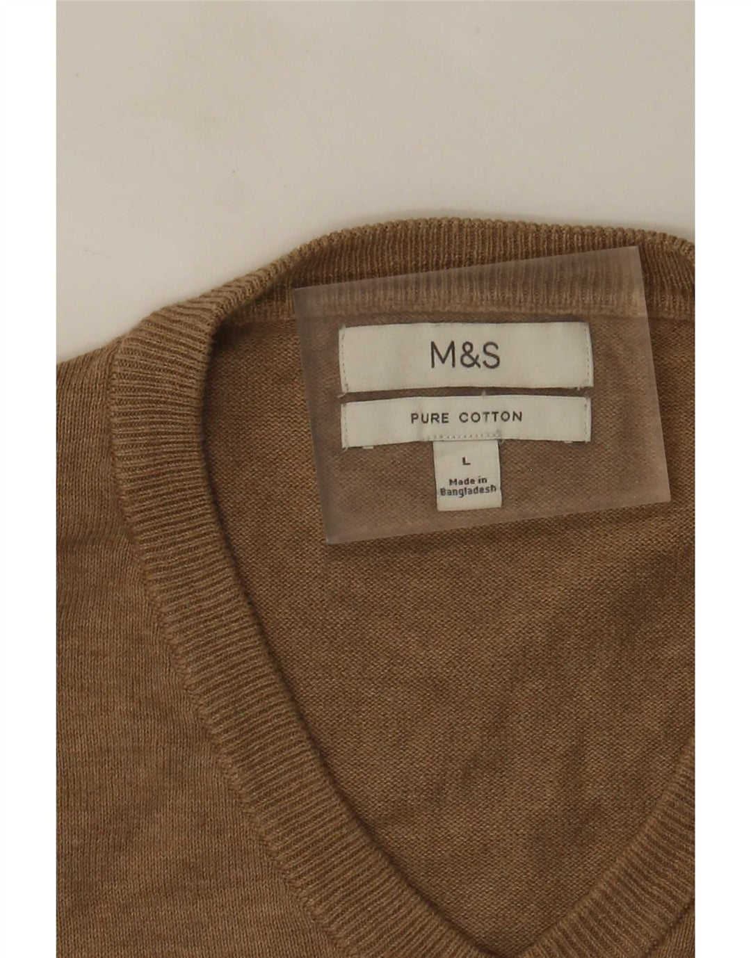 Marks & Spencer Herre V-hals sweater Stor brun bomuld