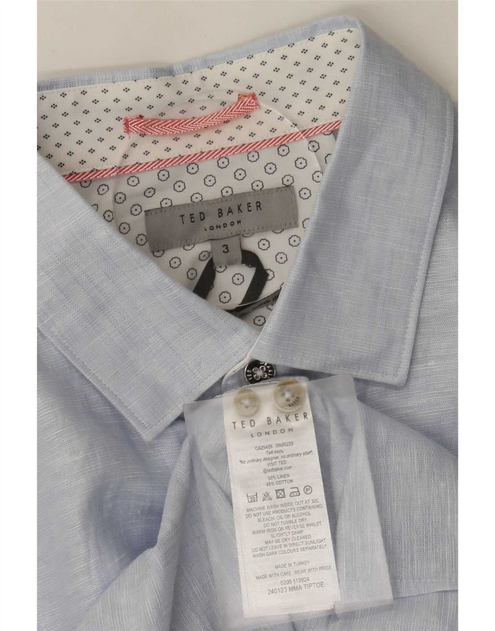 Ted Baker herreskjorte str. 3 Medium Blue Flecked Linen