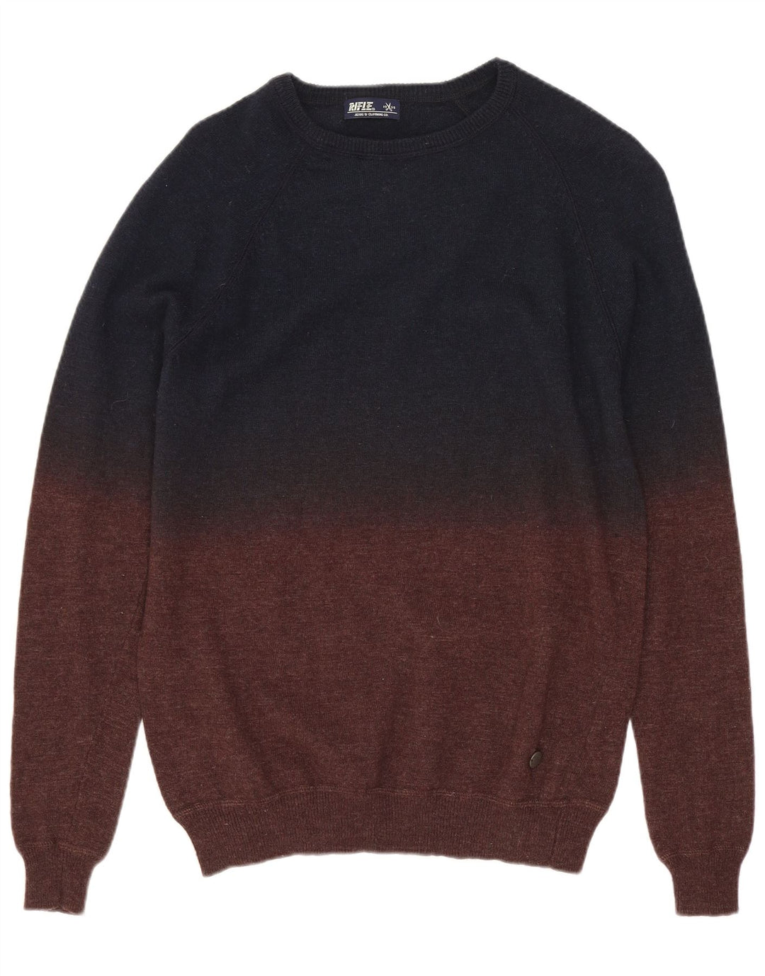 Rifle Herre Boat Neck Jumper Sweater Small Navy Blue Colourblock Uld
